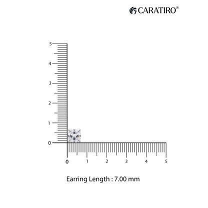 Earring with a ruler showing its length and Caratiro branding.