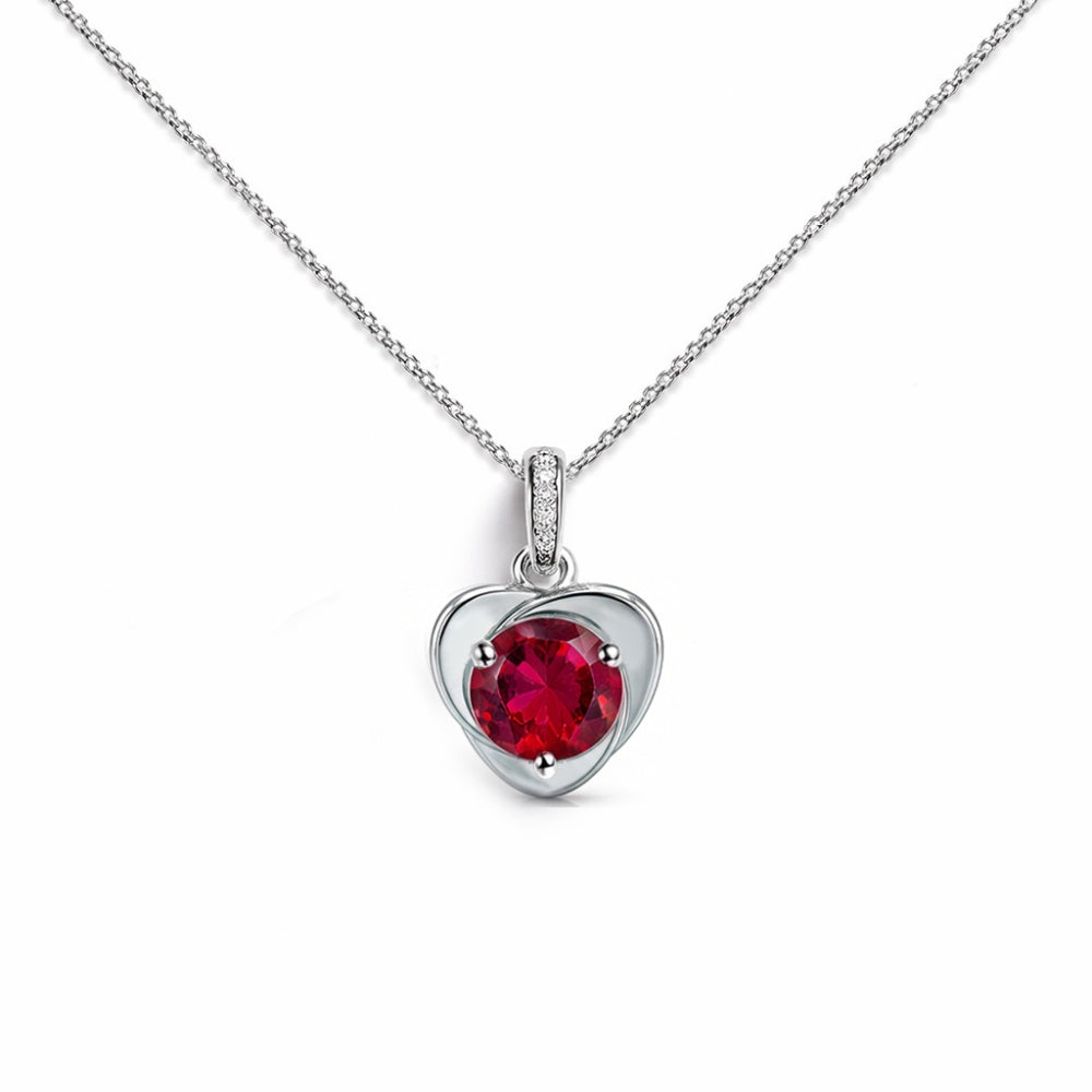 Pink diamond necklace white gold plated
