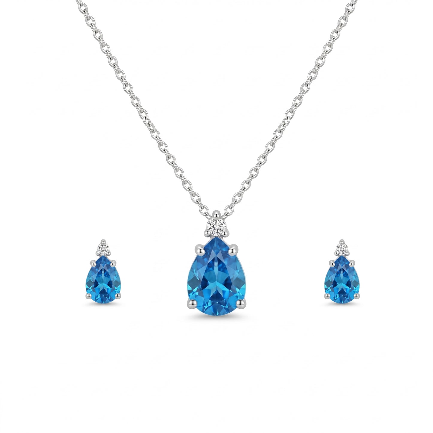 Sterling Silver Blue Diamond Pendant