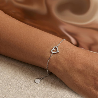 Heart Diamond Silver Bracelet for Women