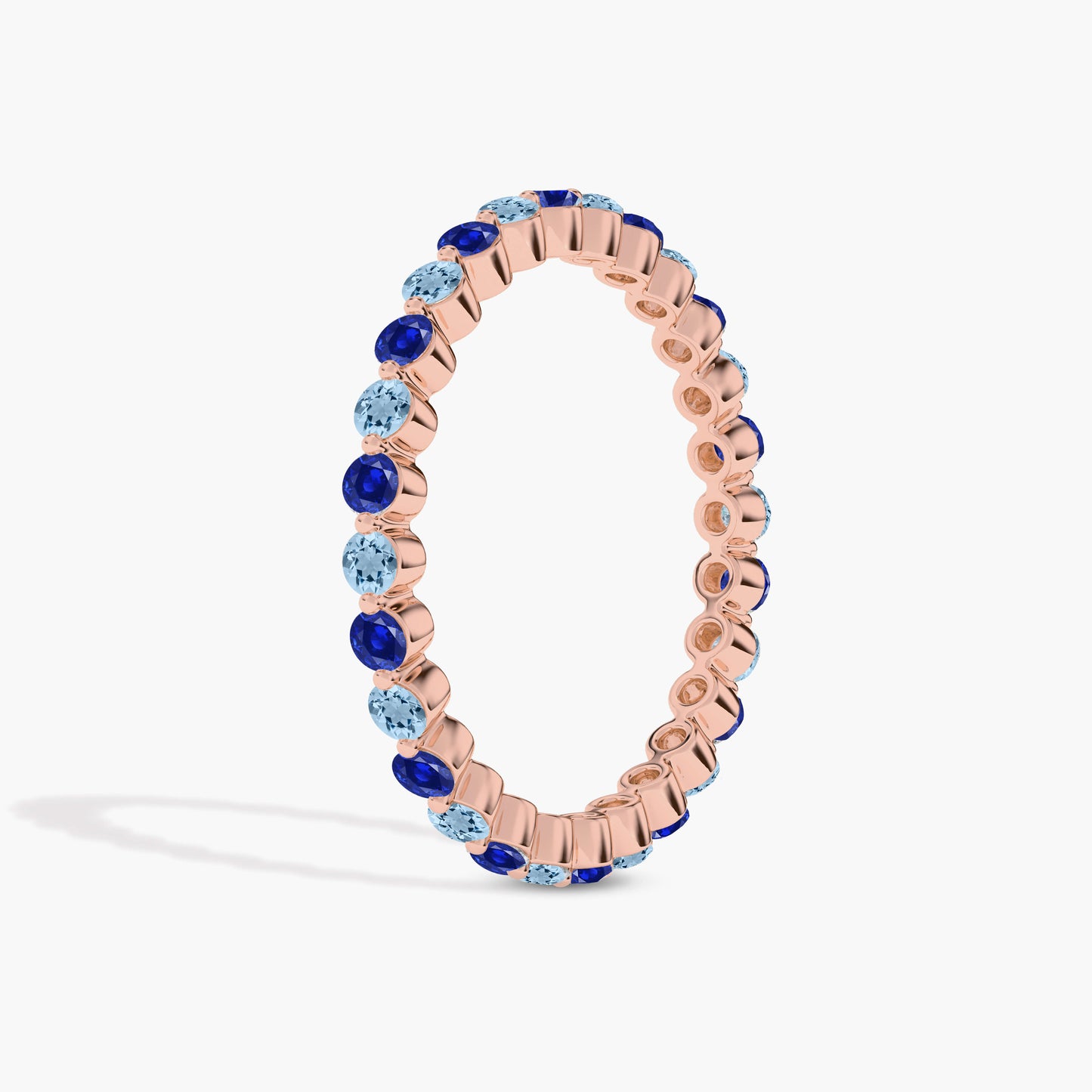 dark and light blue diamond band rose gold plated