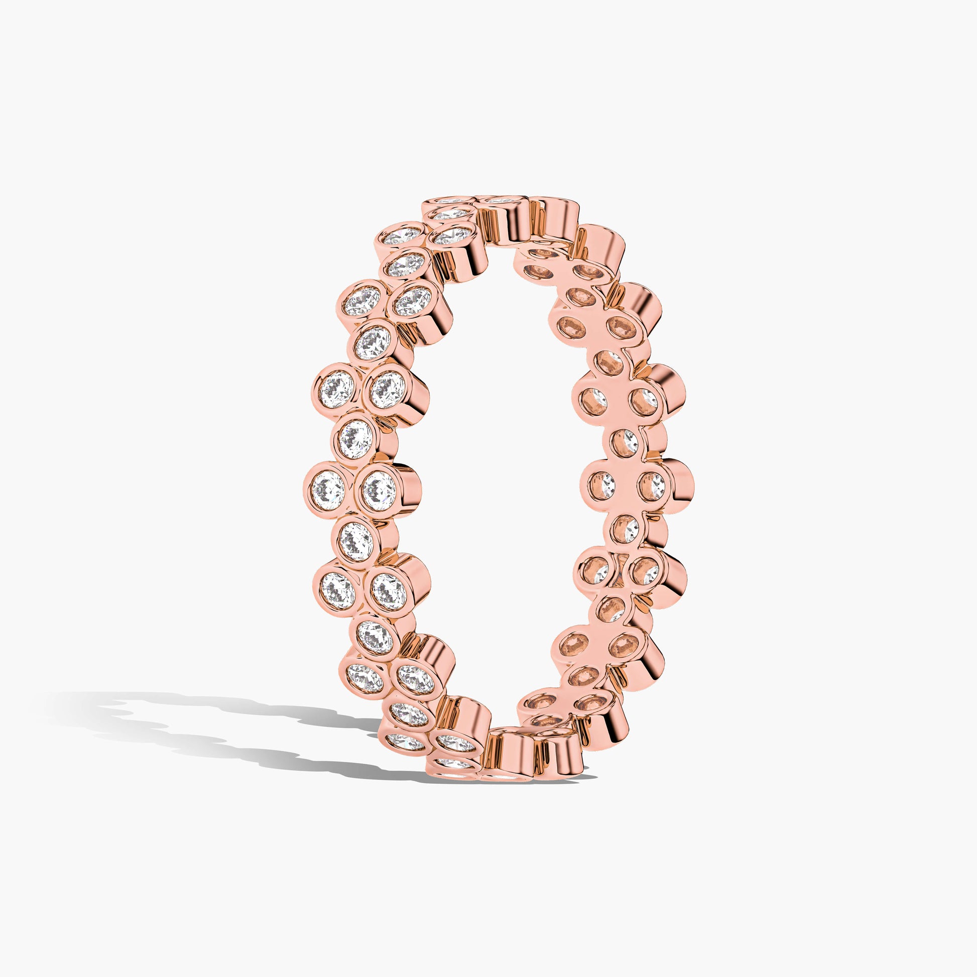Rose gold ring with embedded diamonds 
