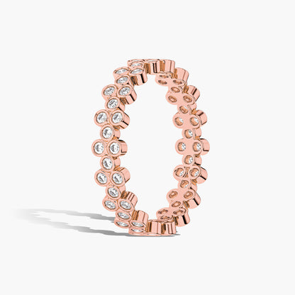 Rose gold ring with embedded diamonds 