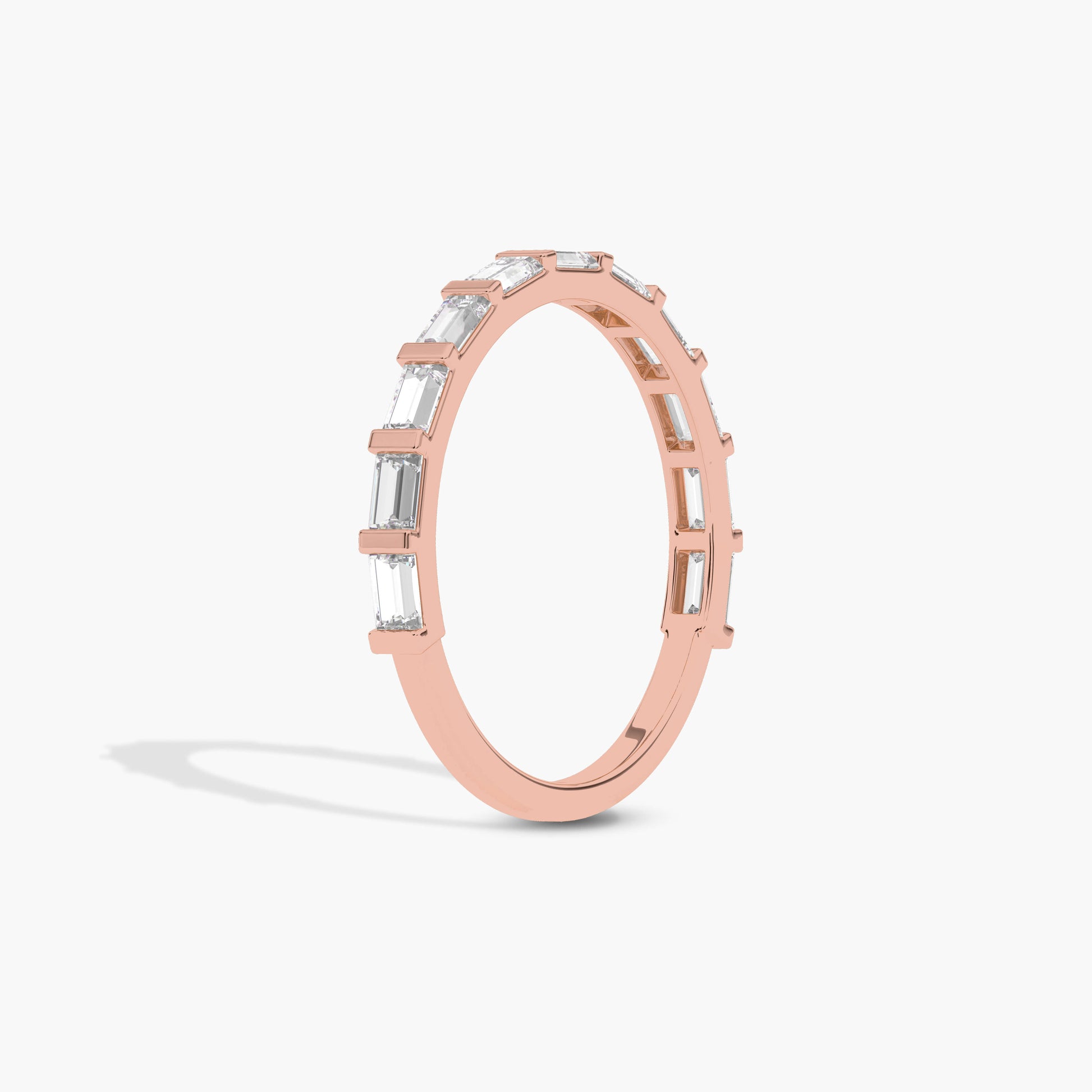 Rose gold ring with embedded diamonds