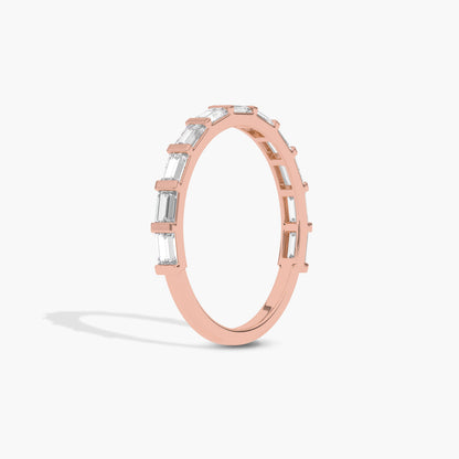 Rose gold ring with embedded diamonds