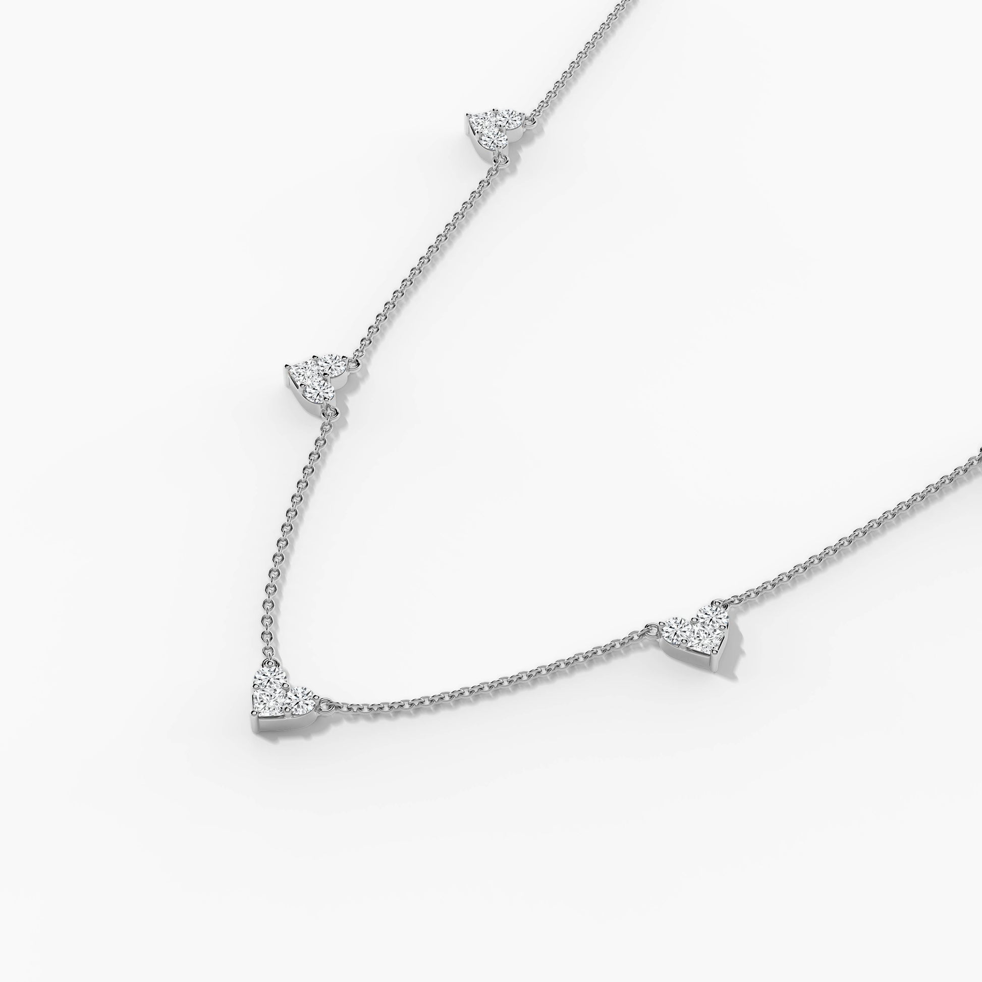 Five-Heart Diamond Necklace in silver