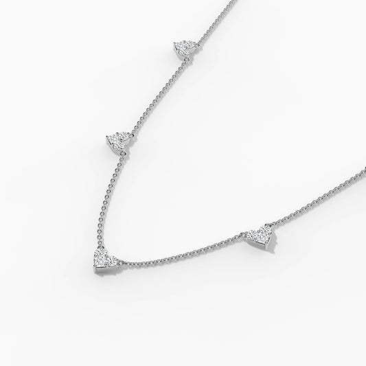 Five-Heart Diamond Necklace in silver