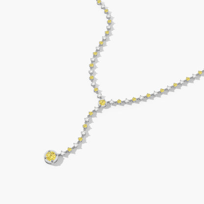 White and yellow diamond necklace