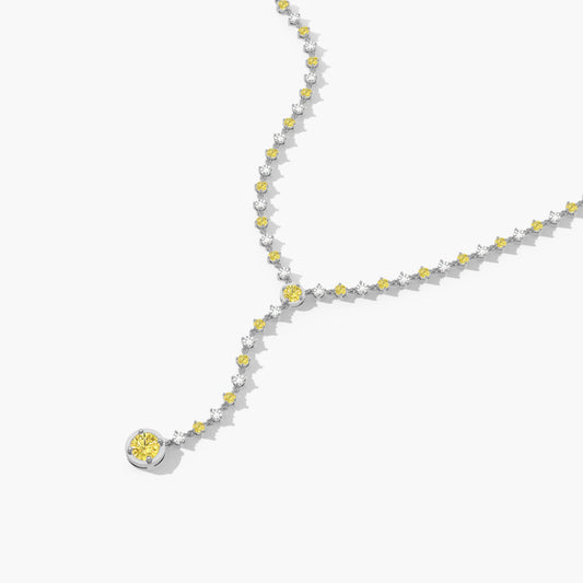 White and yellow diamond necklace