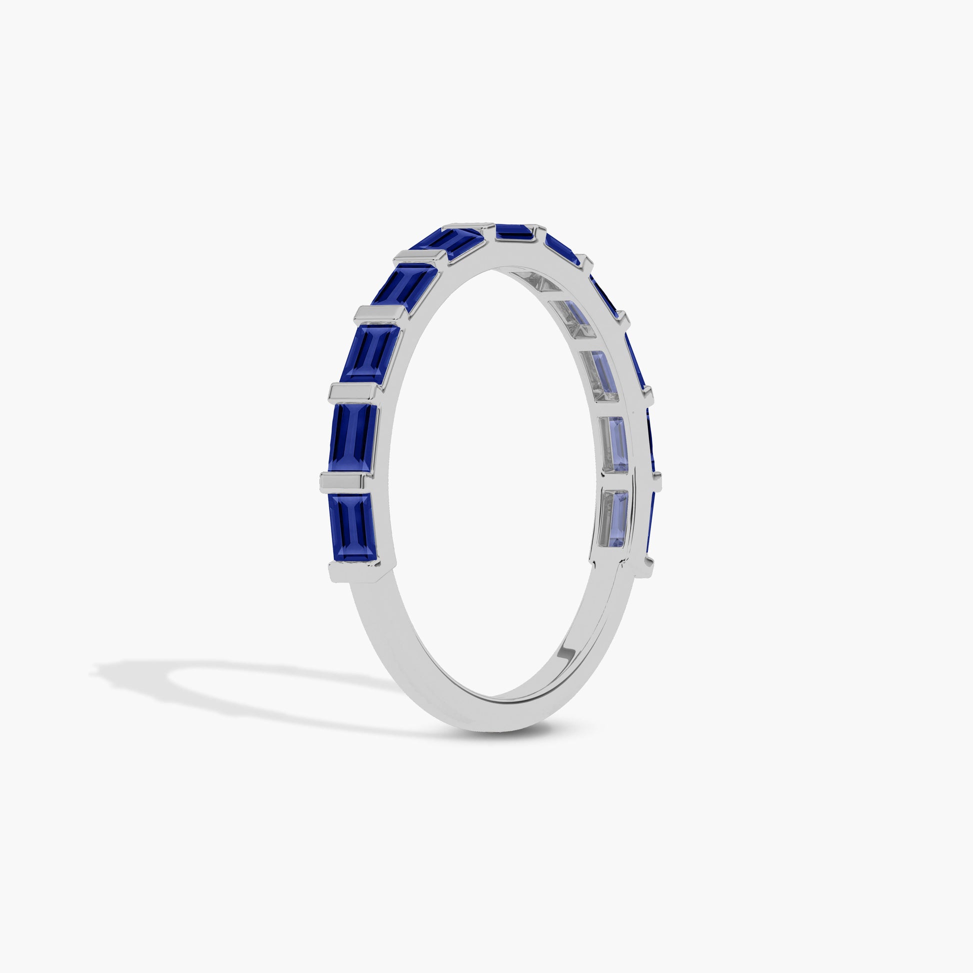 blue rectangular diamond ring