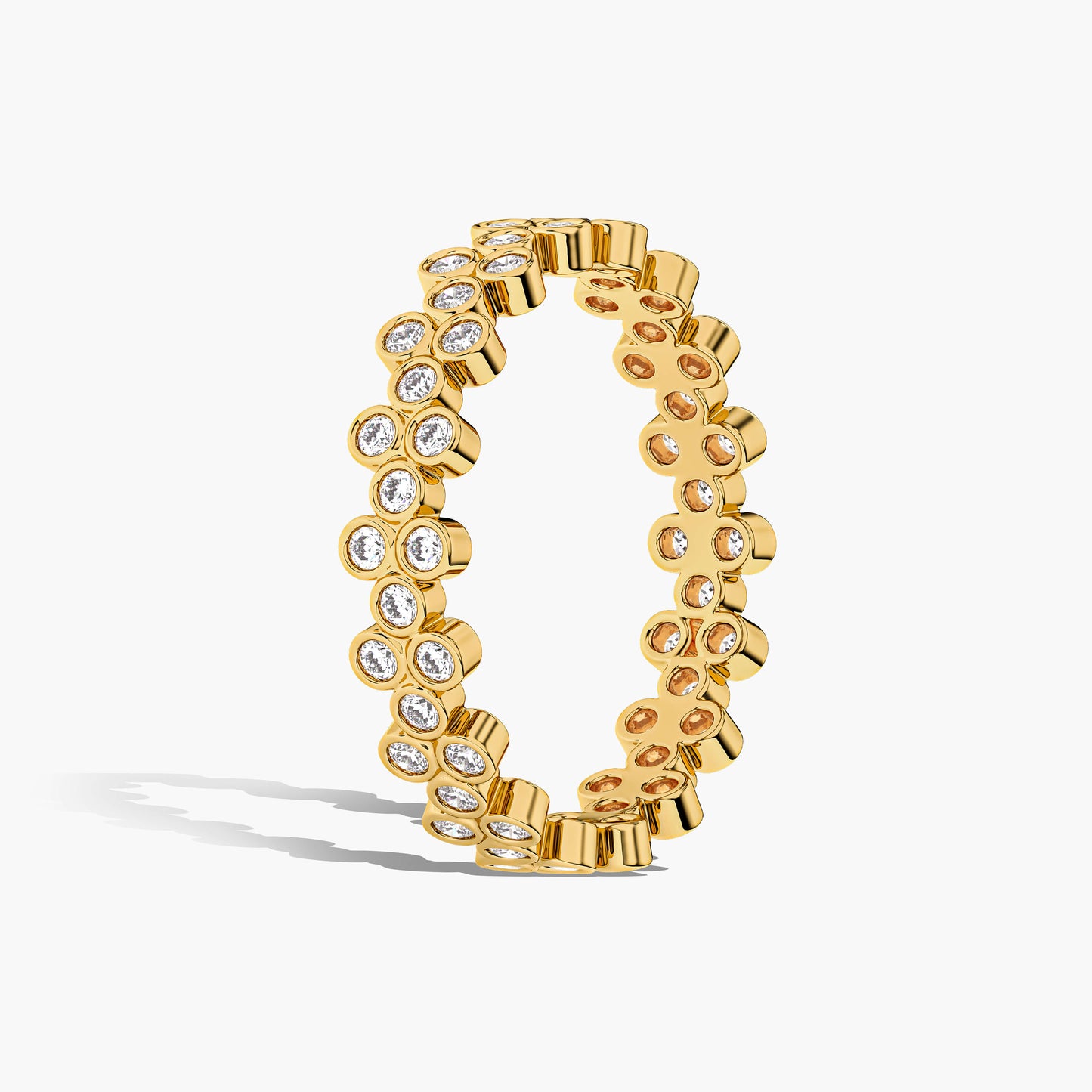 Gold ring with embedded diamonds 