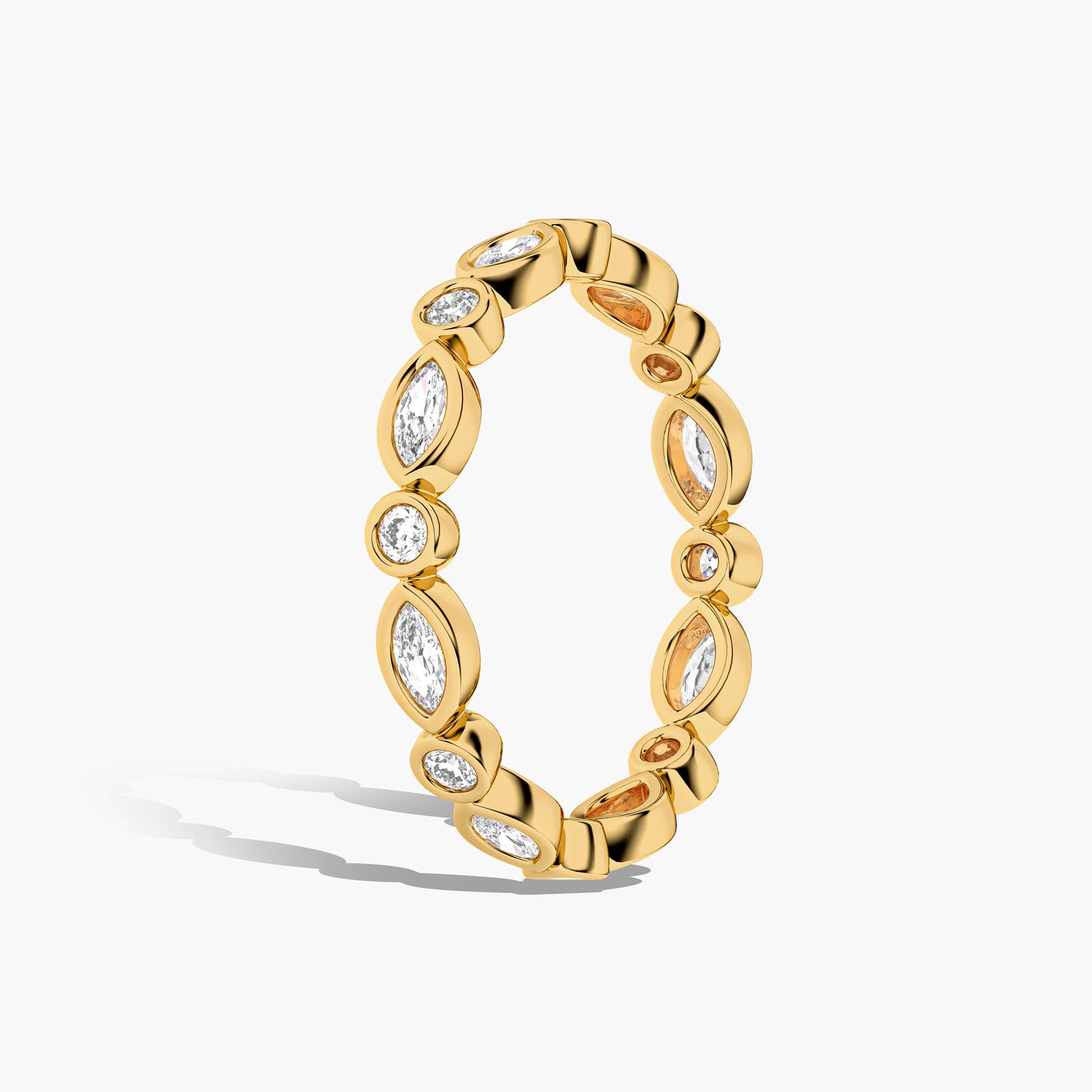 Gold ring with embedded diamonds 