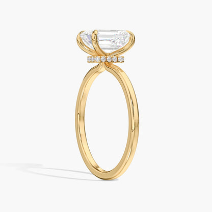 hidden halo engagement silver emerald ring