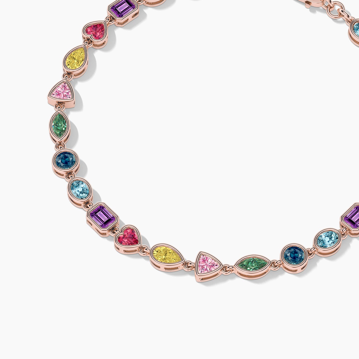 Mixed Shape Gemstone Silver Baacelet