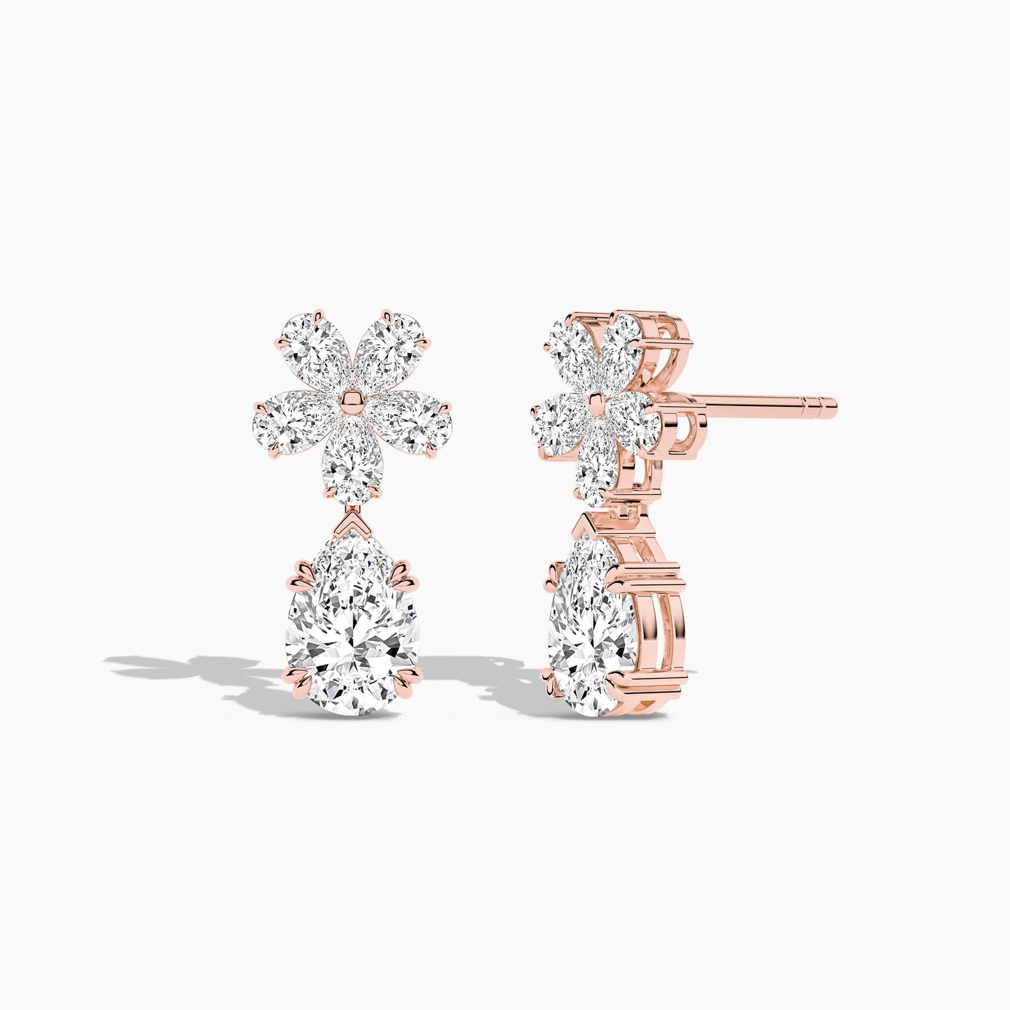 Flower Diamond Drop Earrings