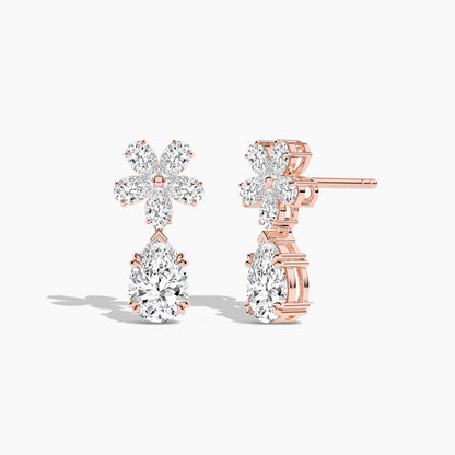 Flower Diamond Drop Earrings