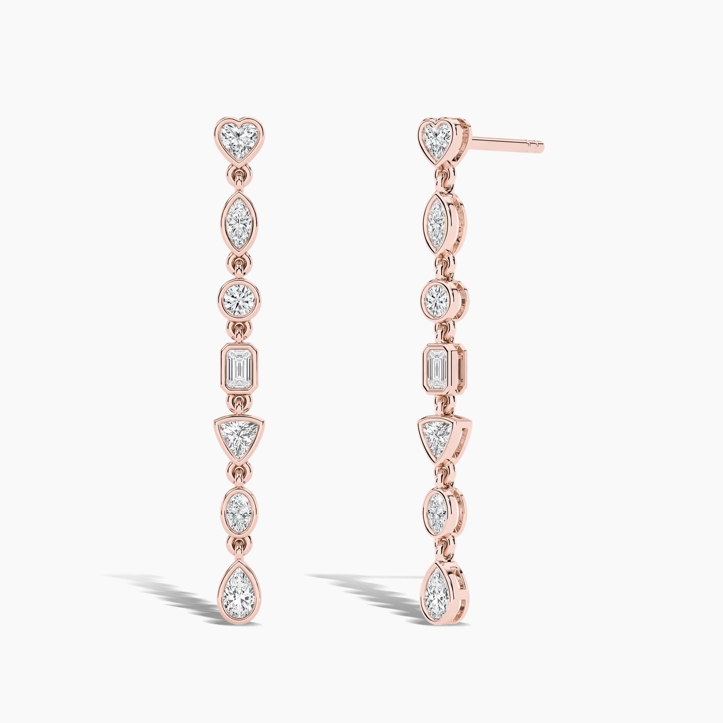 Rose gold earrings with clear gemstones 