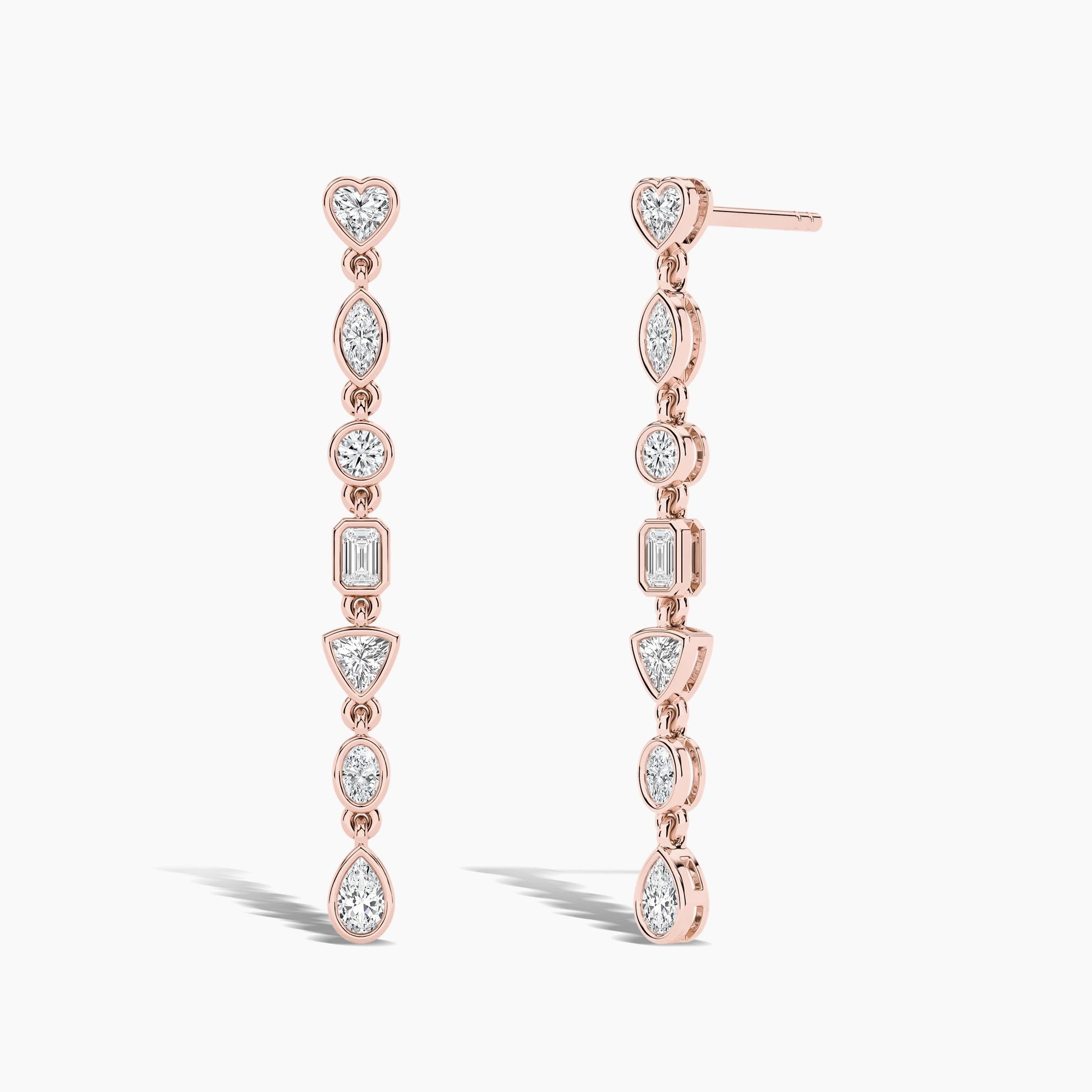 Rose gold earrings with clear gemstones 