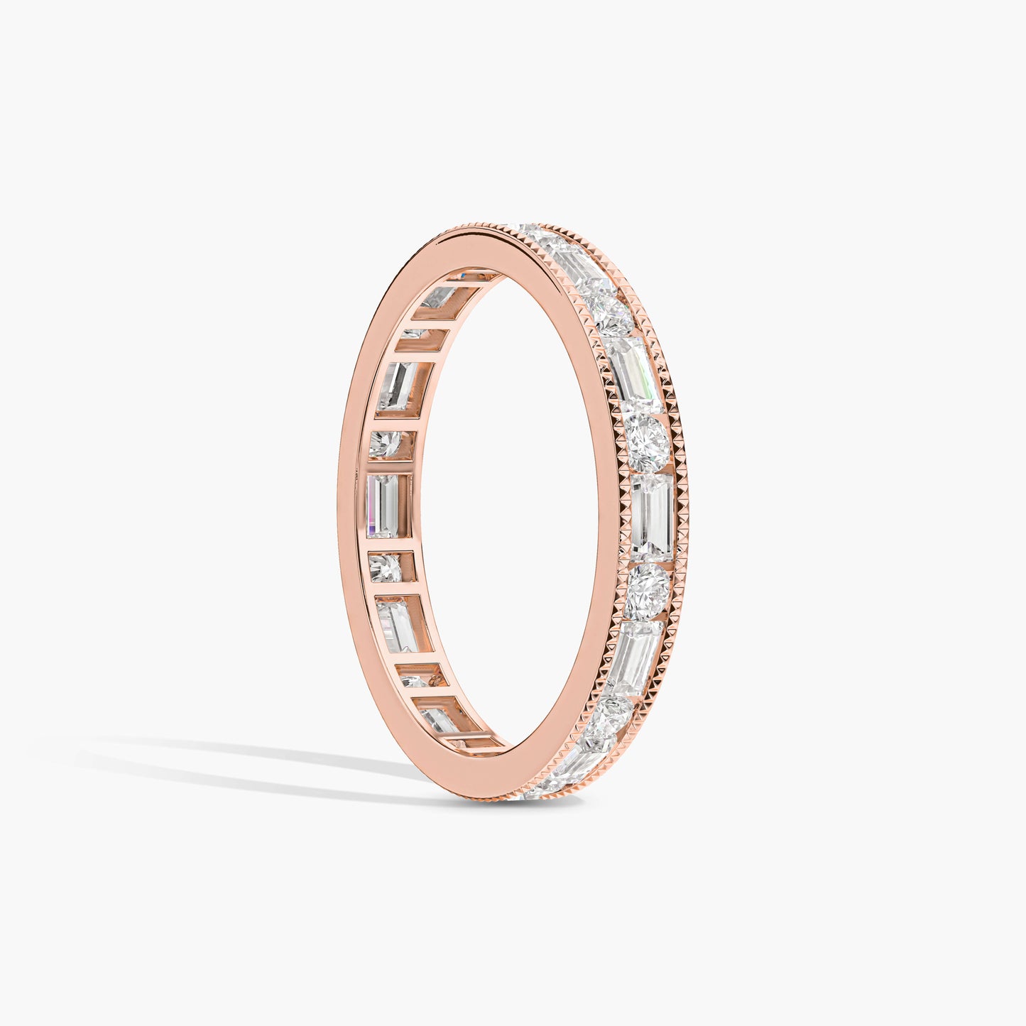 Rose gold ring with diamond accents