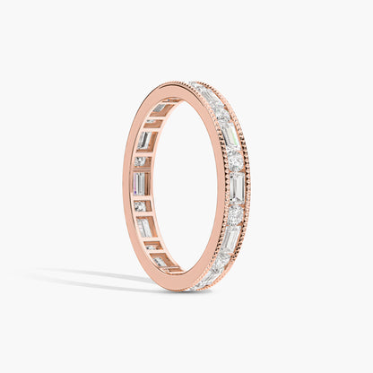 Rose gold ring with diamond accents