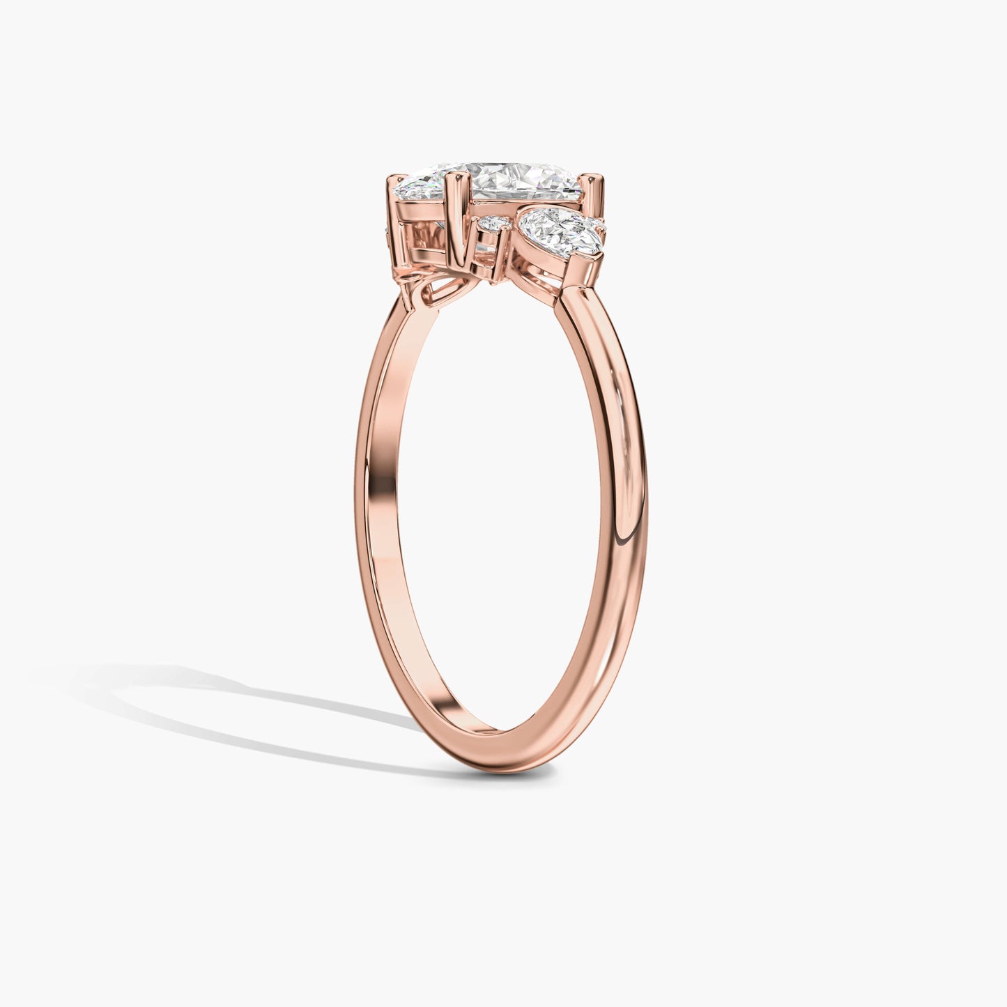Rose gold ring with three diamonds 