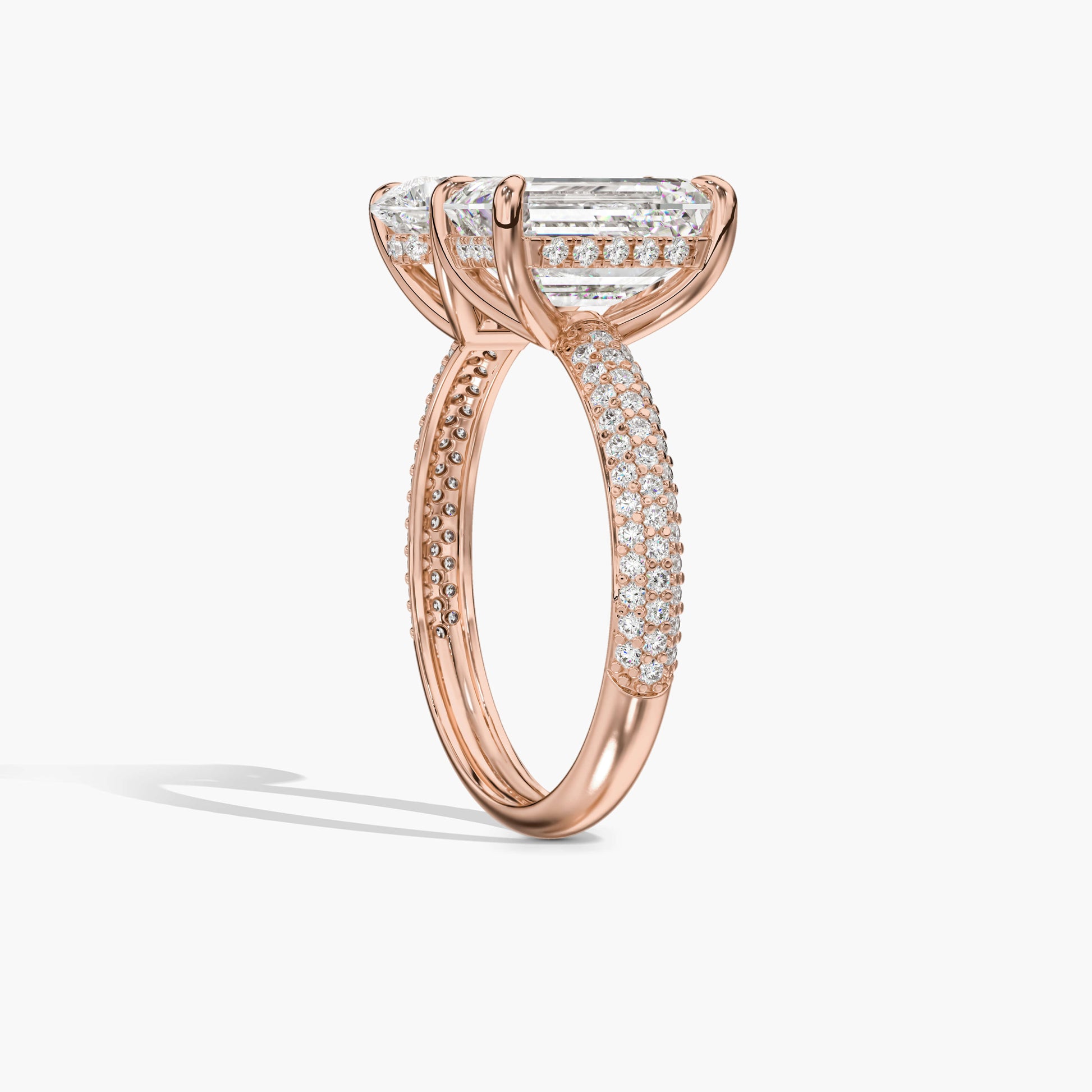 two stone ring silver rose gold