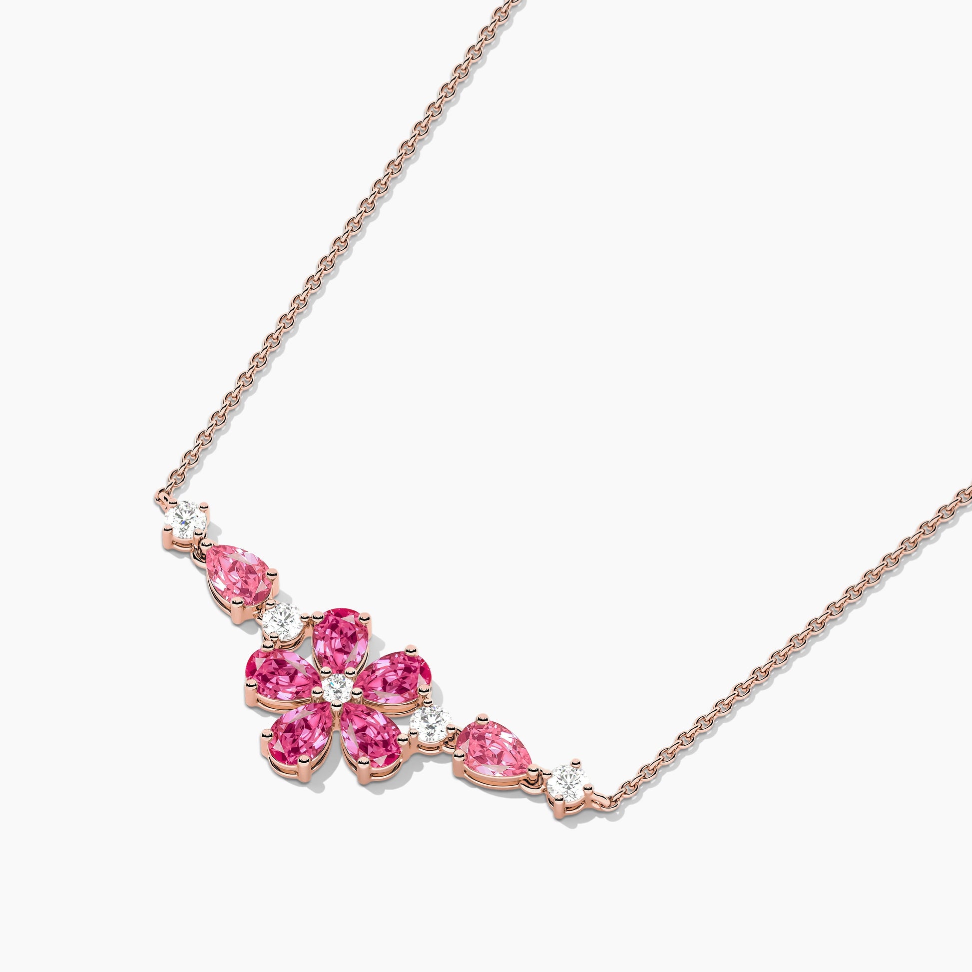 Pink Diamond Sterling Silver Flower Necklace