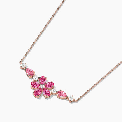 Pink Diamond Sterling Silver Flower Necklace