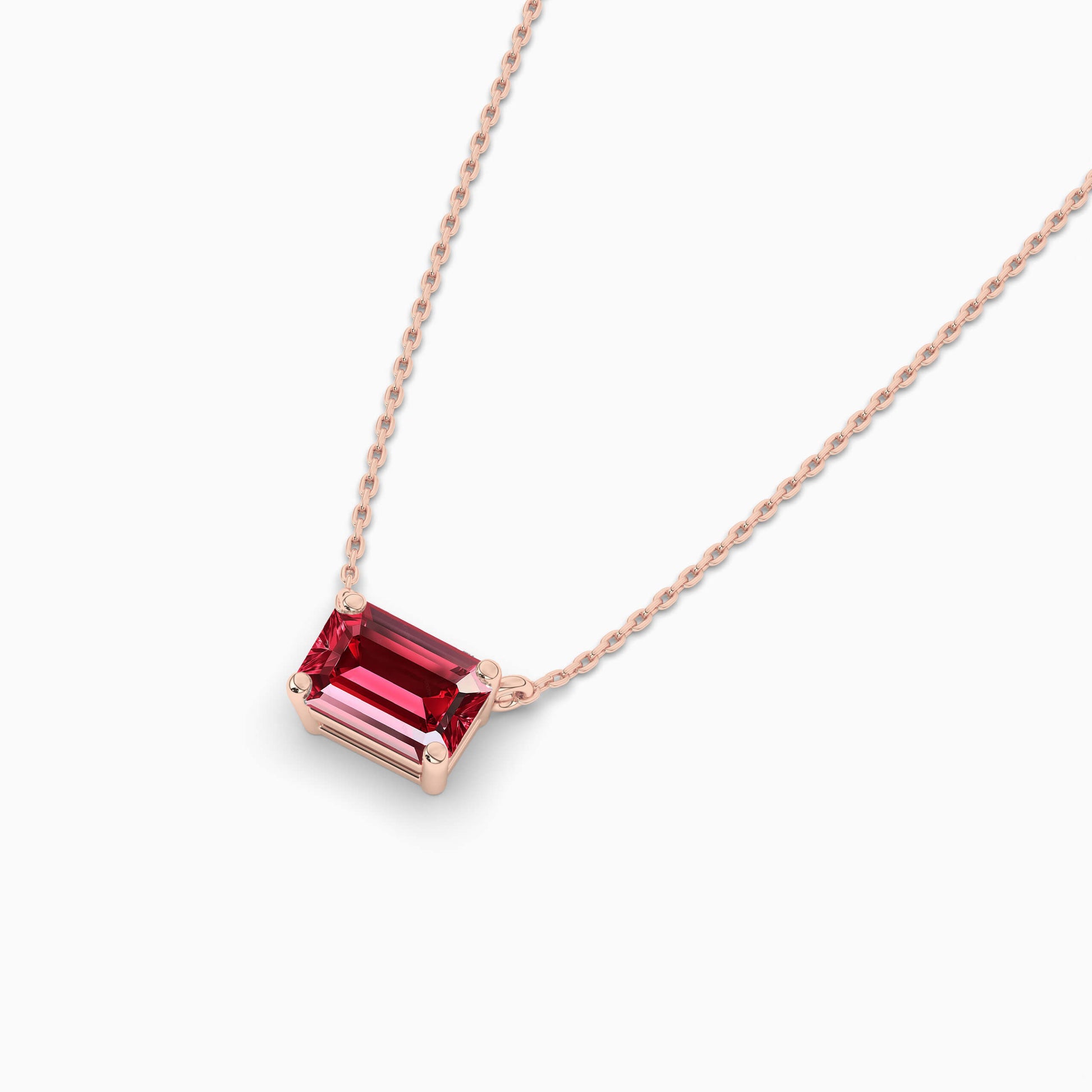 Ruby diamond rose-gold-plated necklace