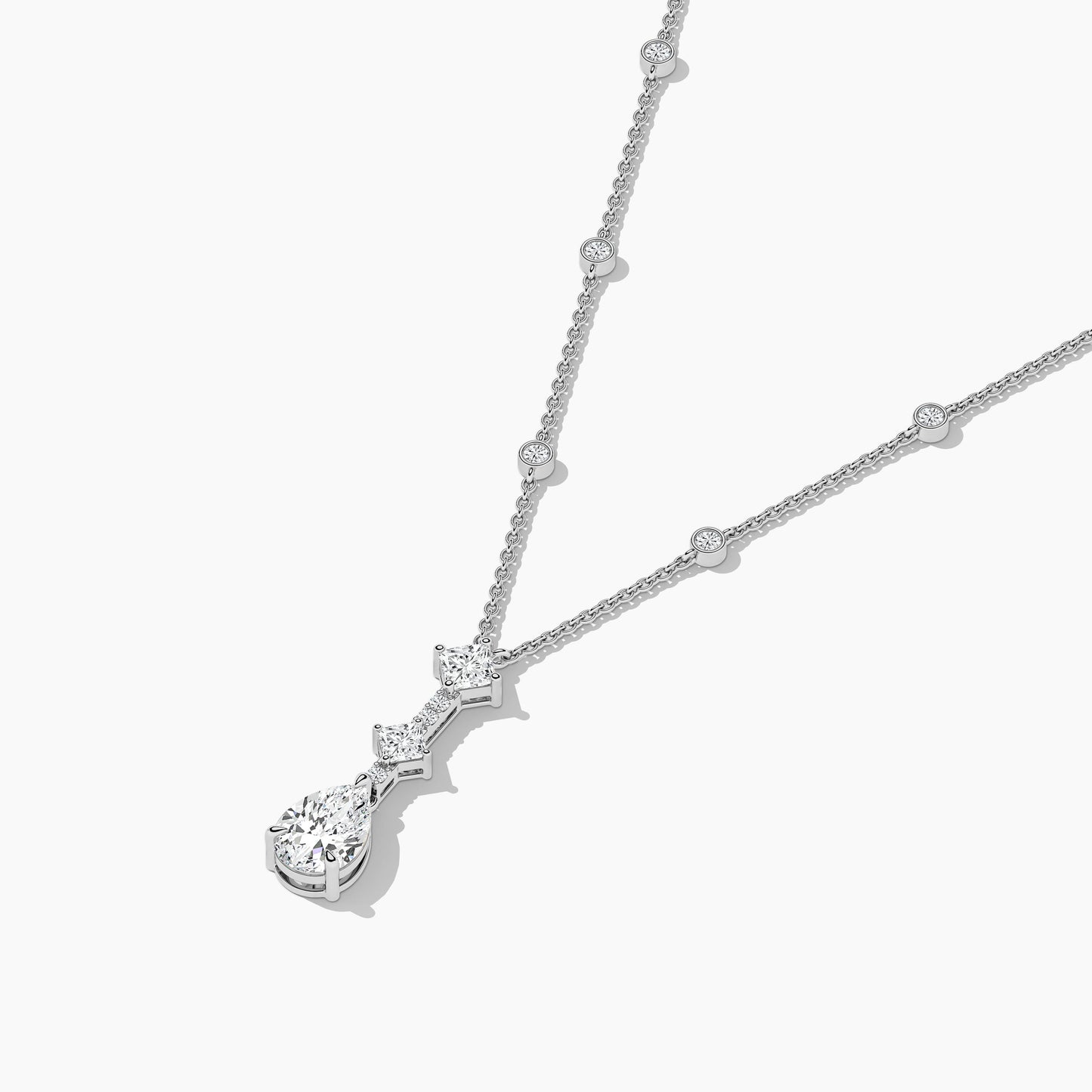 Beutiful White Diamond Necklace Sterling Silver
