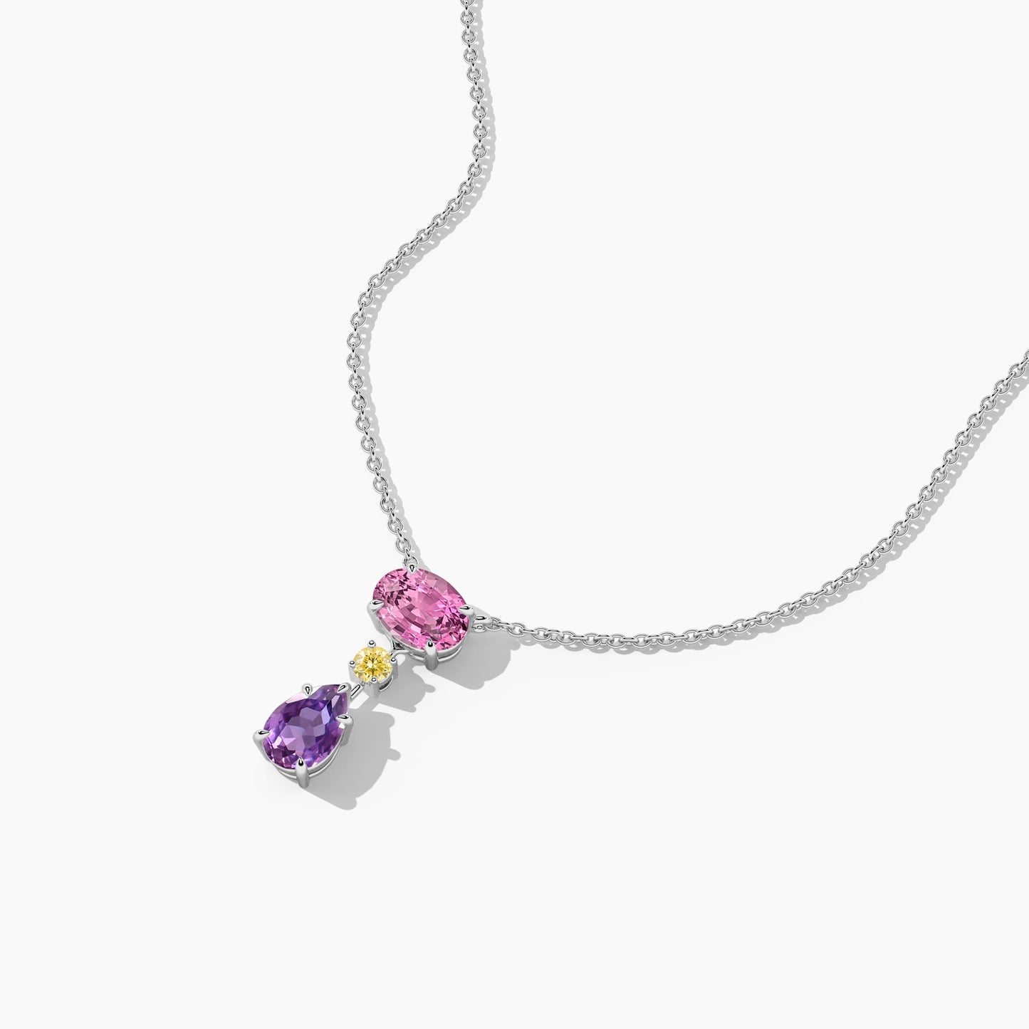 Pink, purple, and Yellow Diamond necklace