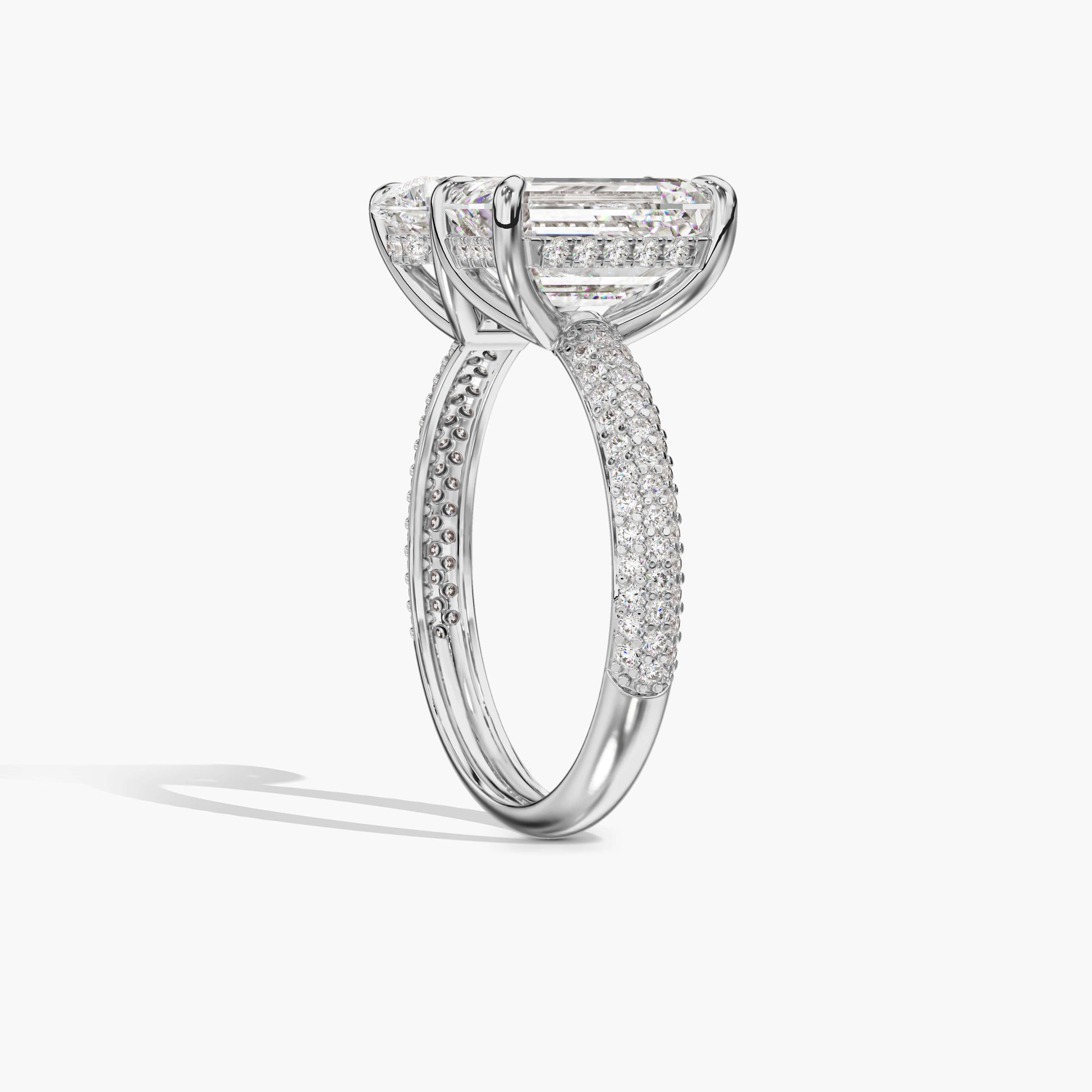 Pave diamond cuff ring white gold 