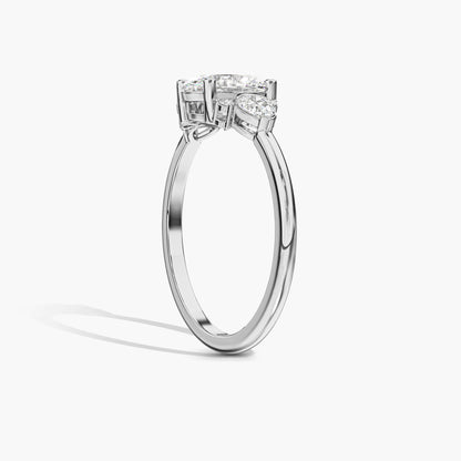 Silver ring with two diamonds 