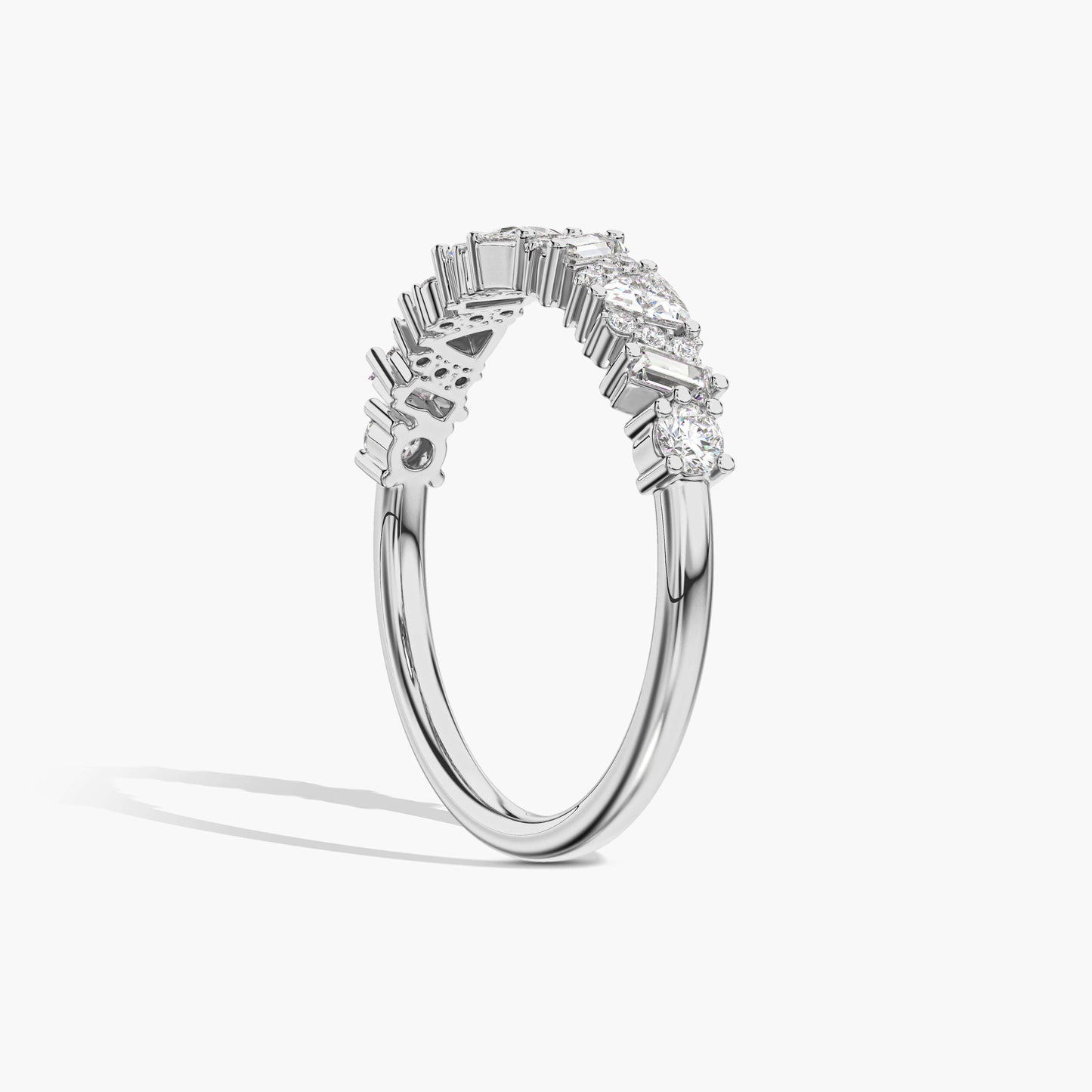 Diamond ring with a central gemstone and smaller stones 