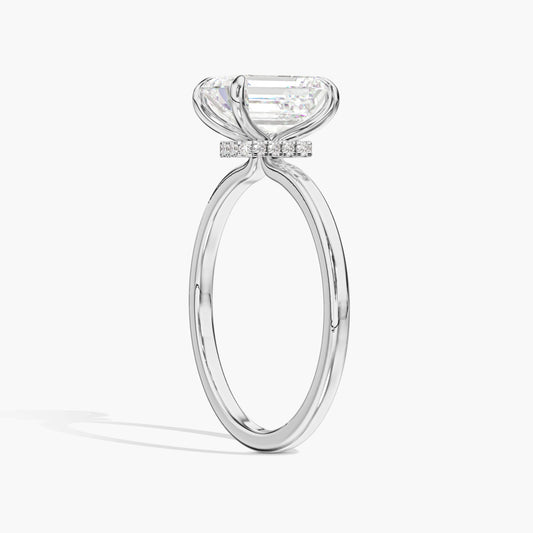 silver emerald ring emerald cut
