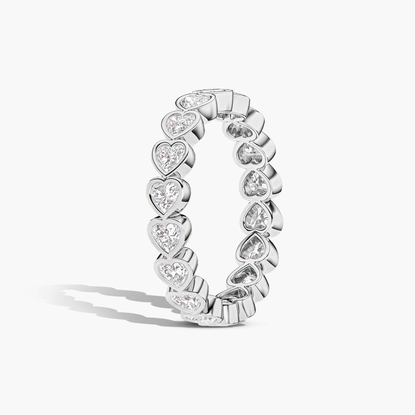 Silver ring with heart-shaped gemstones