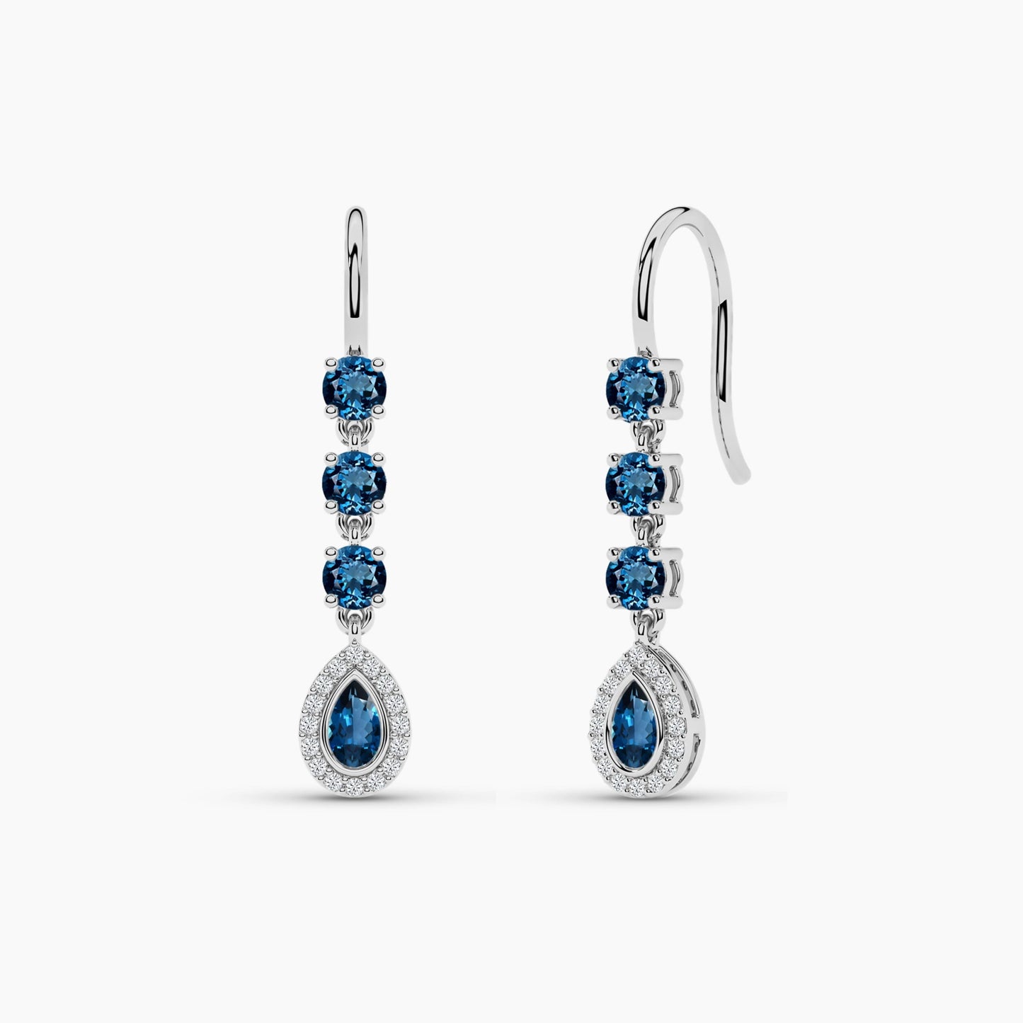 american diamond earrings with blue sapphire
