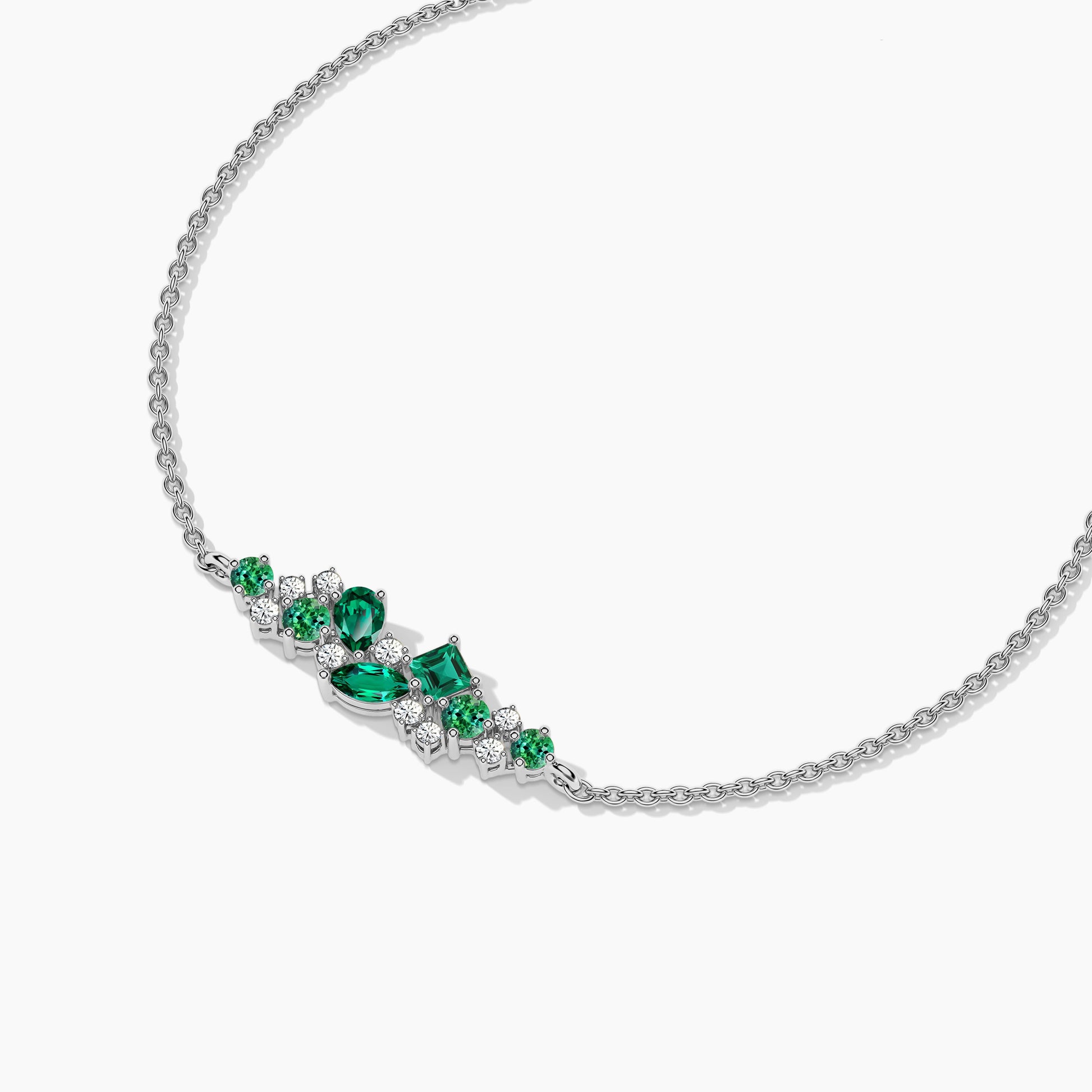 green crystal bracelet​ white gold plated