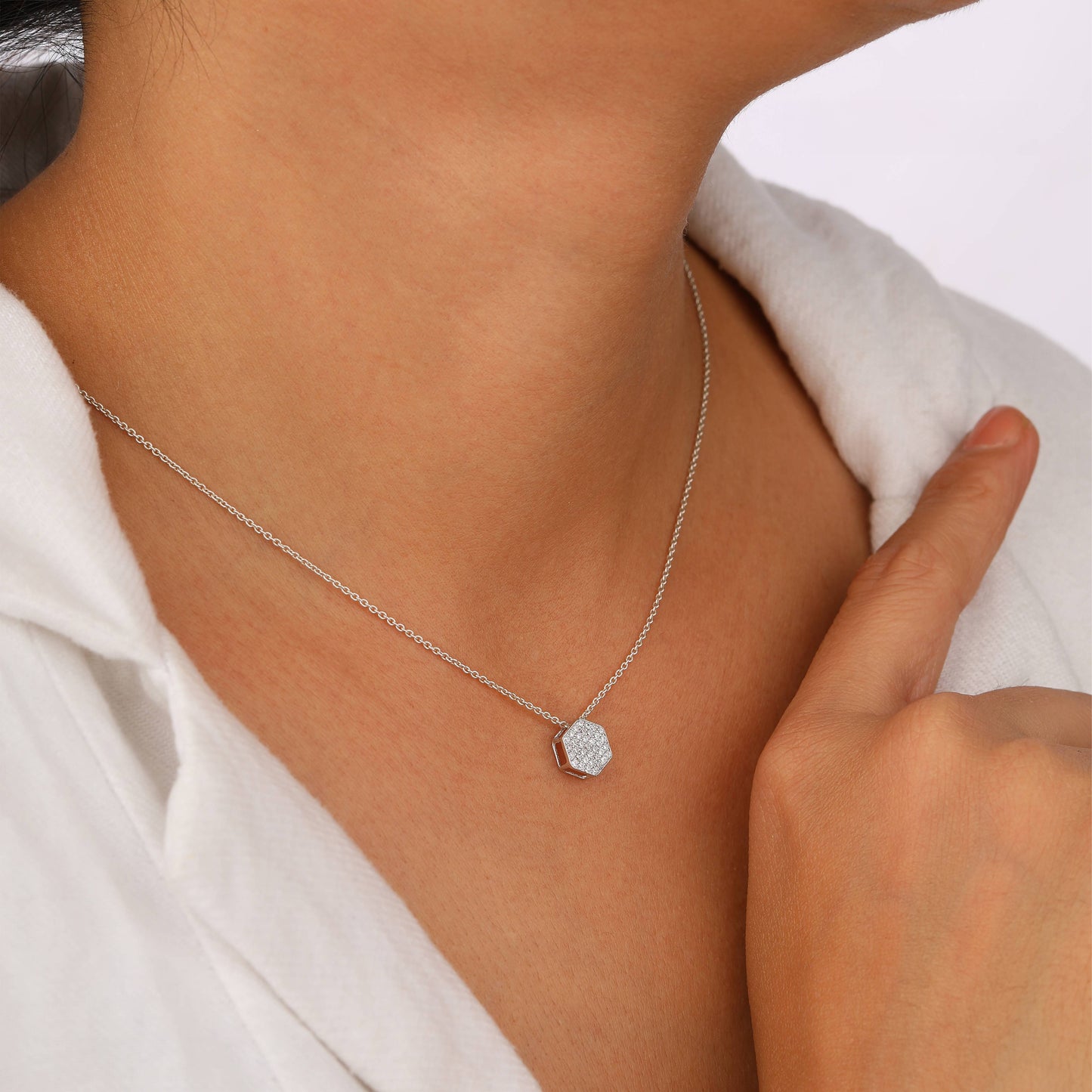 hexagon pendant necklace