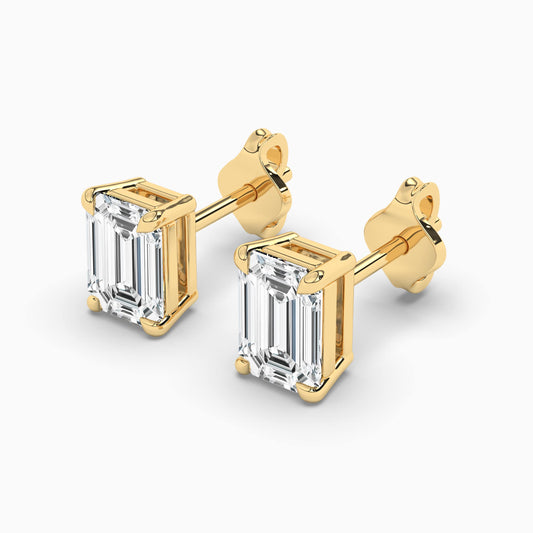 Emerald Diamond Slitaire Earrings