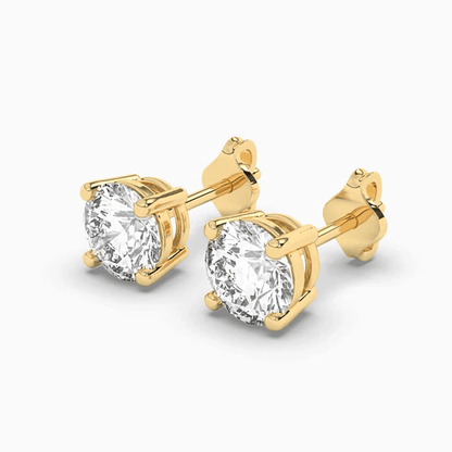 Small Silver Stud Earrings Round Diamond