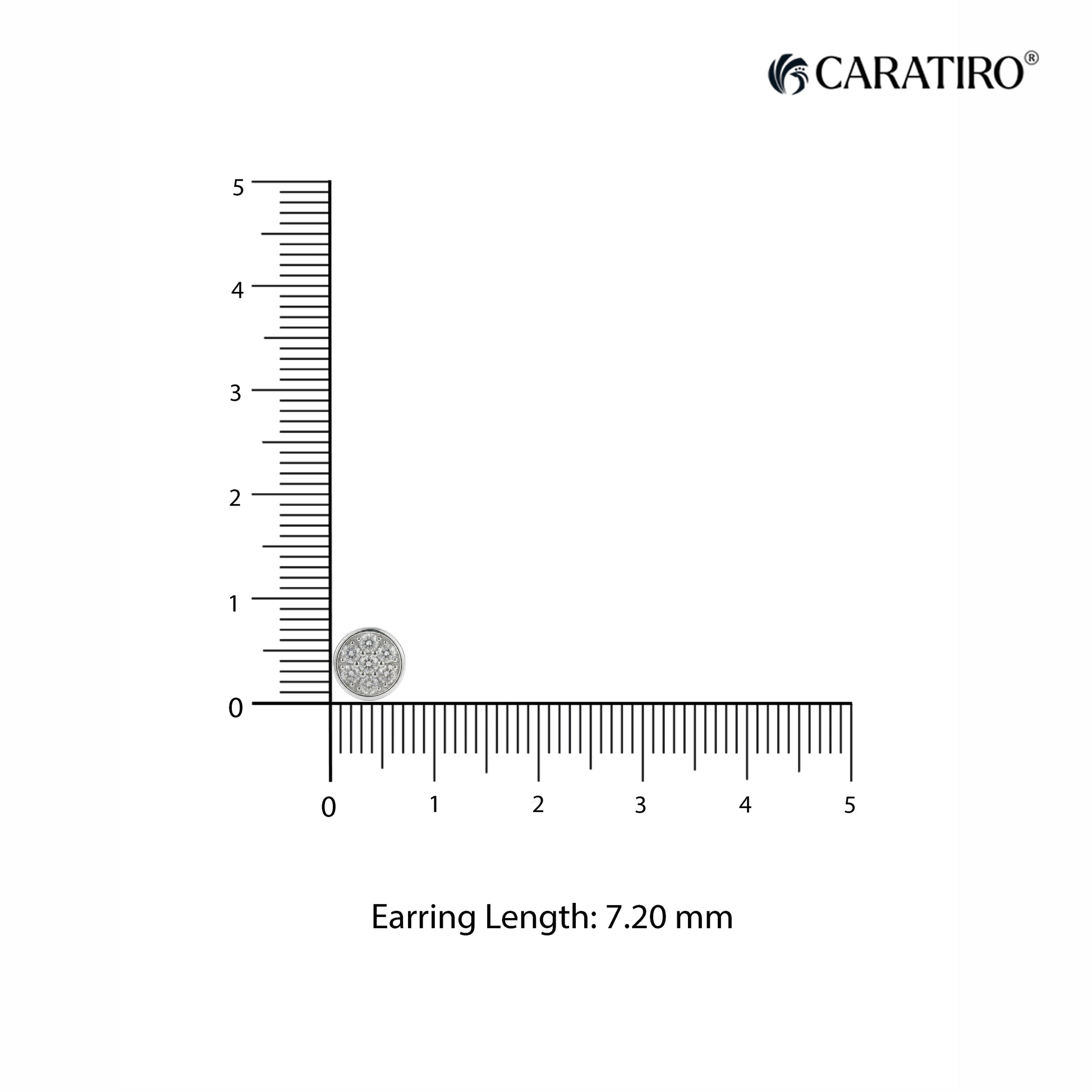 Earring with a size measurement