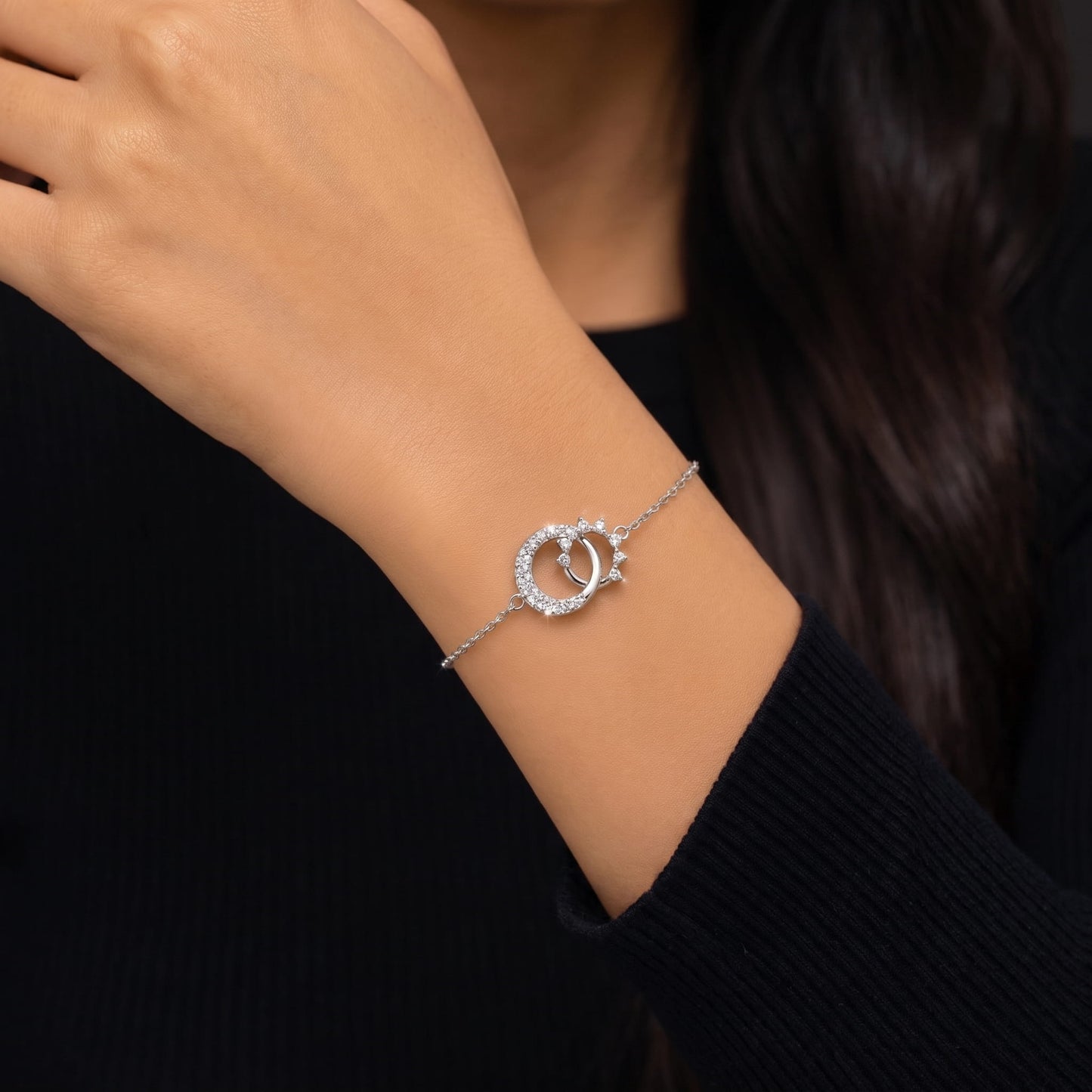 925 silver Star Moon Sun Bracelet 