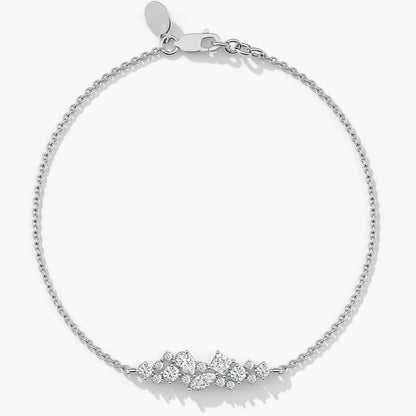 Silver bracelet with floral design on white color