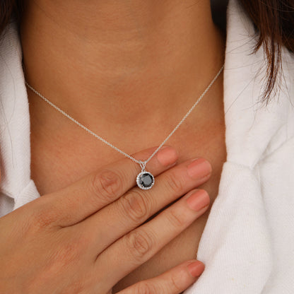 Black round diamond necklace