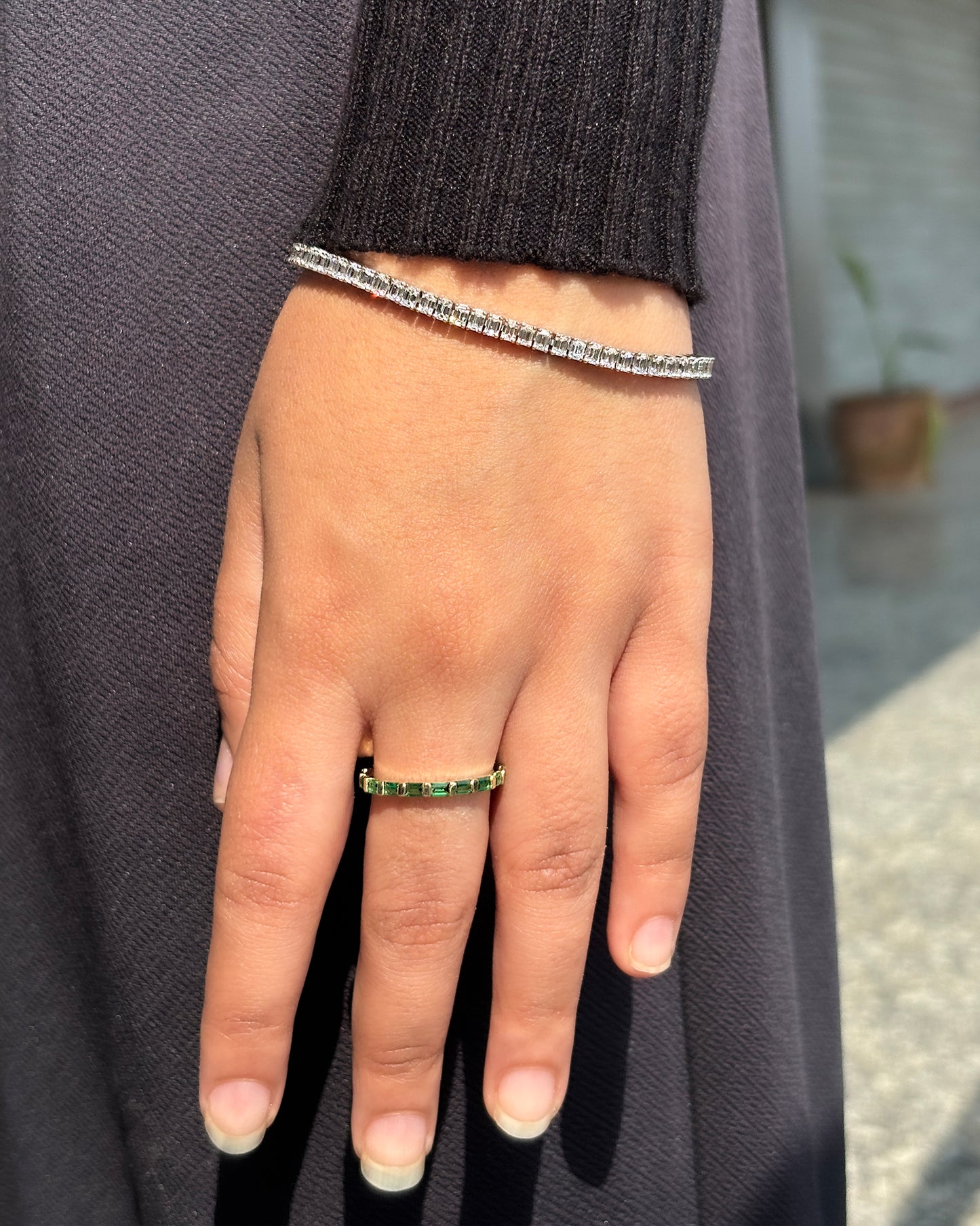 diamond emerald tennis bracelet