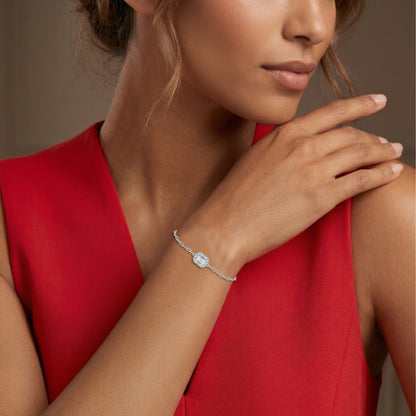 Paperclip Chain Diamond Silver Bracelet