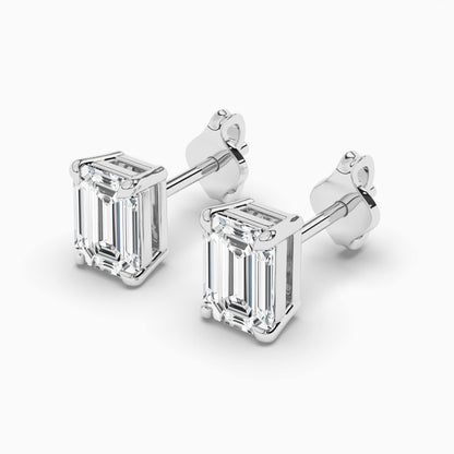 Emerald Diamond Slitaire Earrings