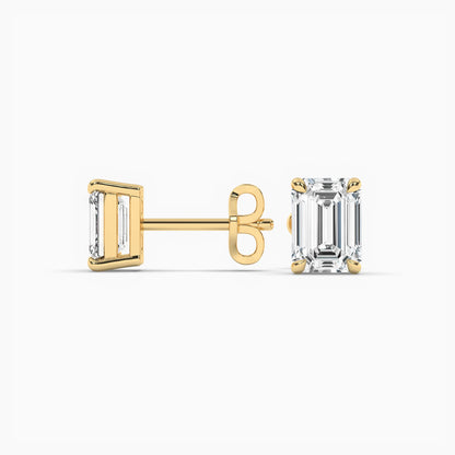 Emerald Diamond Slitaire Earrings