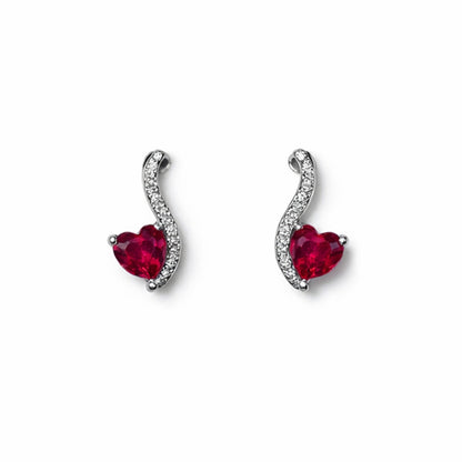 Pair of heart-shaped ruby earrings 